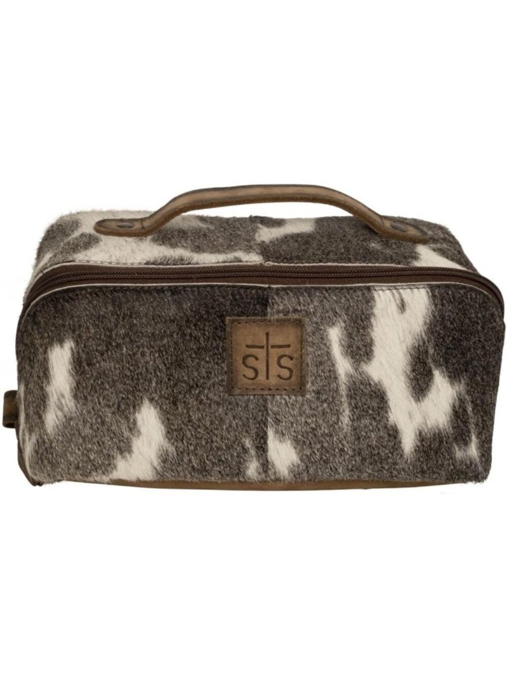 Genuine Leather Cowhide Makeup Bag - Portable Compact Travel Organizer Handbag